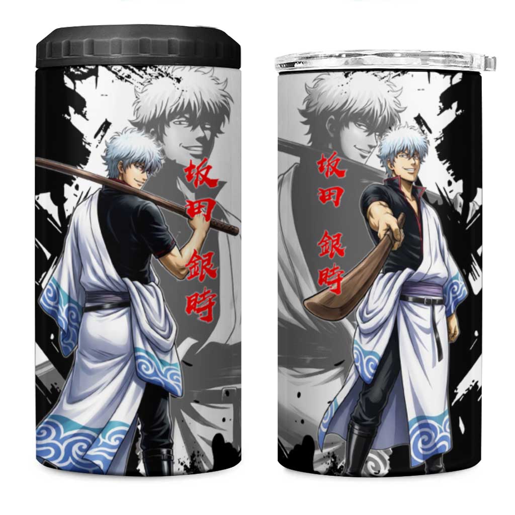 Gintoki Sakata 4 in 1 Can Cooler Tumbler Classic Samurai Brushstroke Style