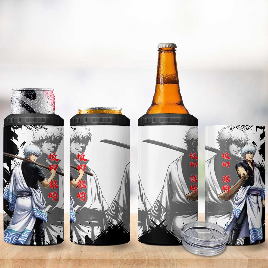 Gintoki Sakata 4 in 1 Can Cooler Tumbler Classic Samurai Brushstroke Style