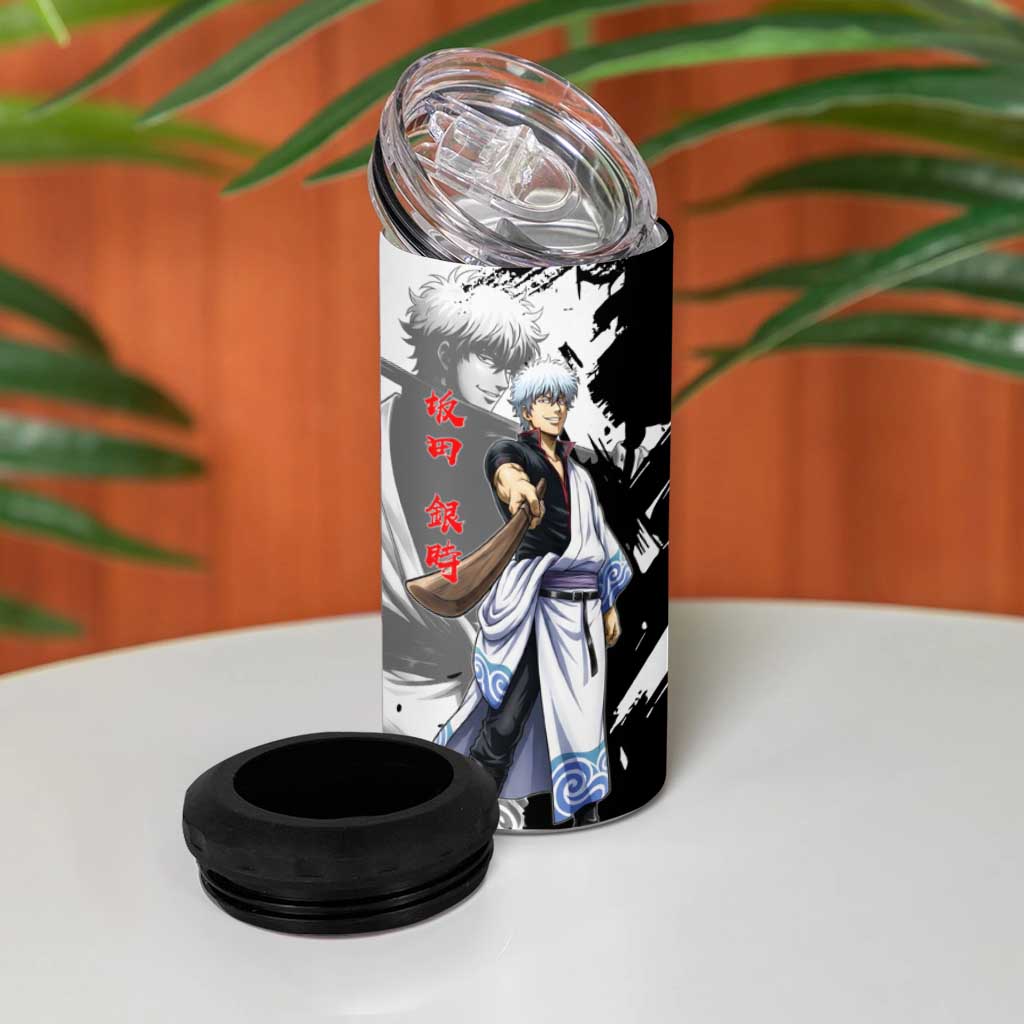 Gintoki Sakata 4 in 1 Can Cooler Tumbler Classic Samurai Brushstroke Style