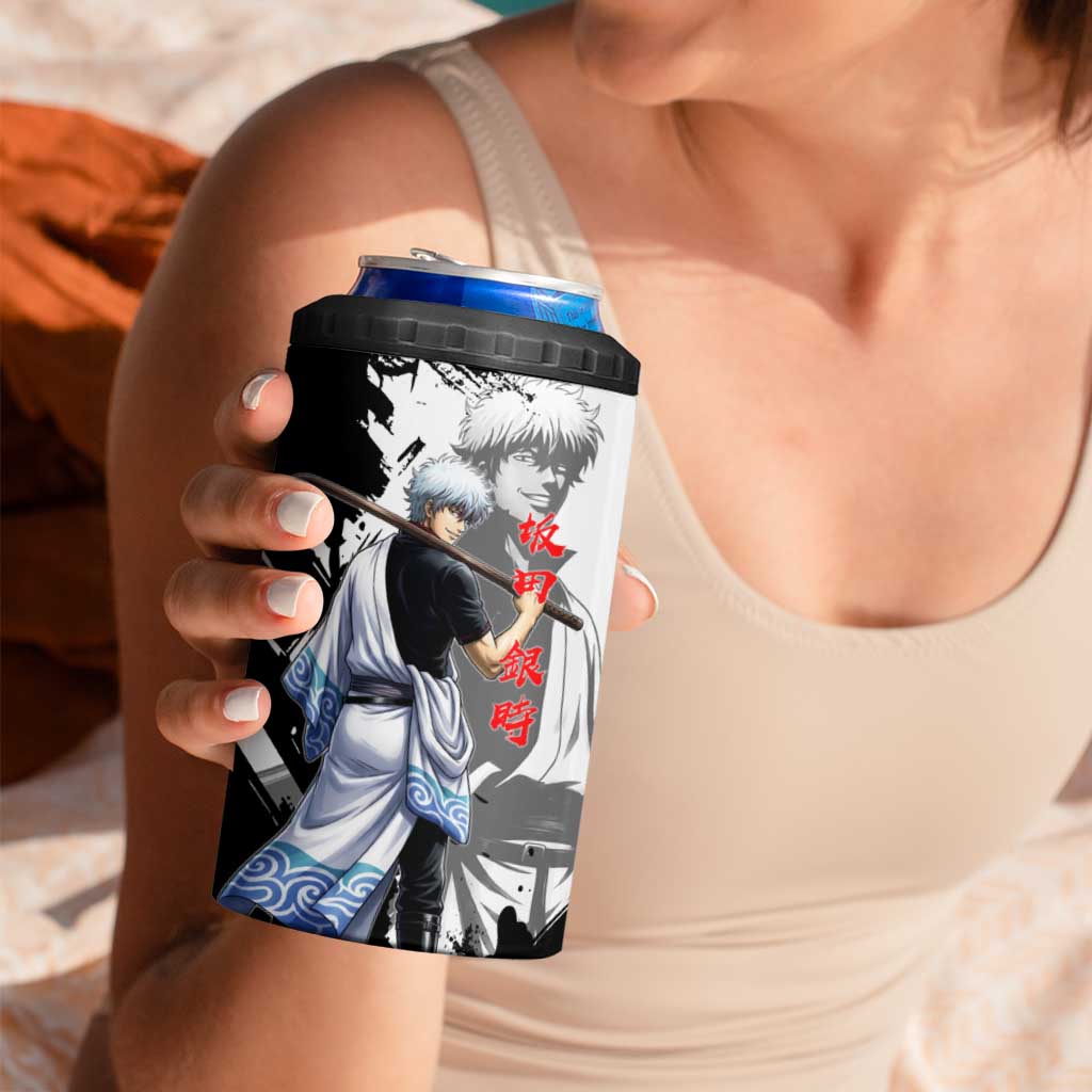 Gintoki Sakata 4 in 1 Can Cooler Tumbler Classic Samurai Brushstroke Style