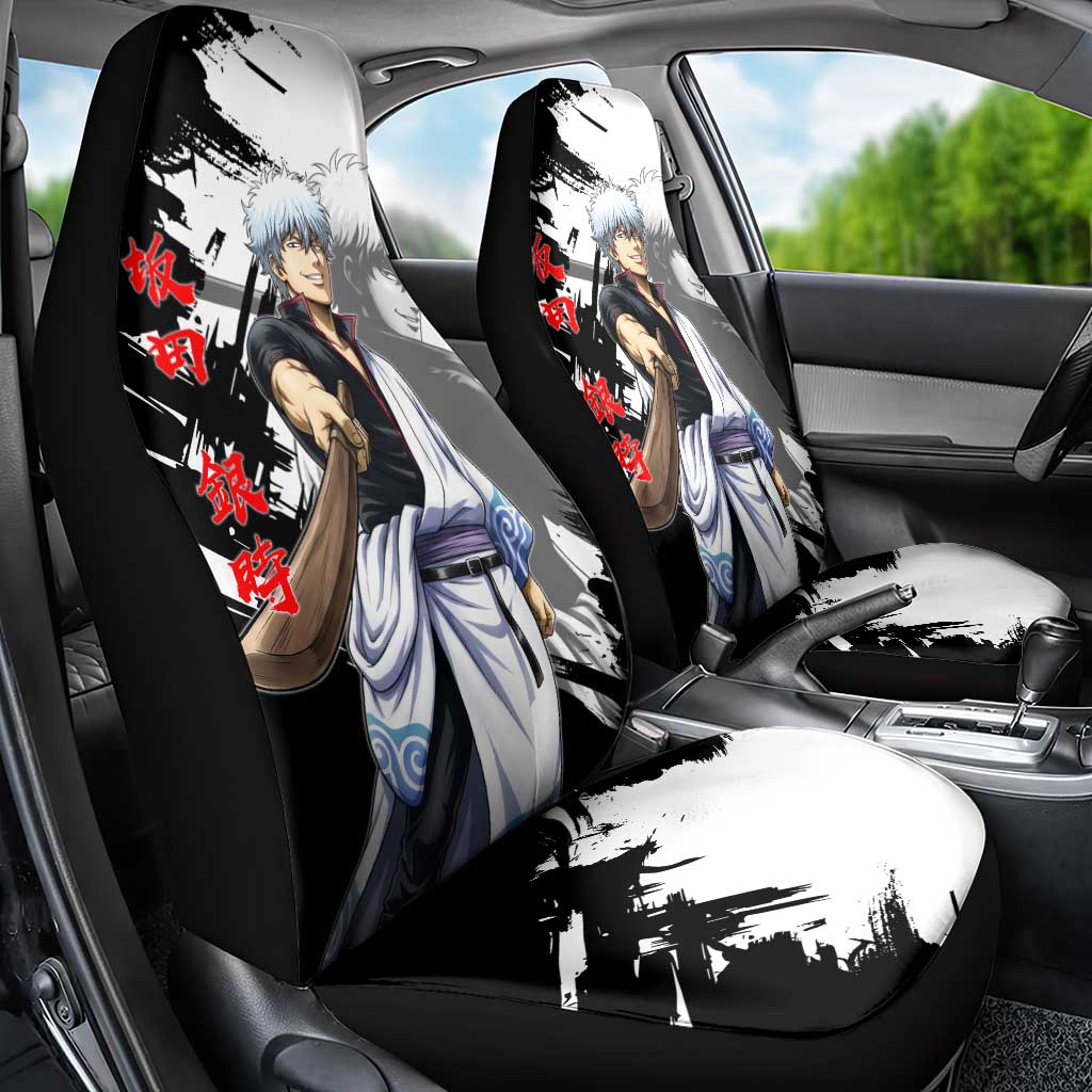 Gintoki Sakata Car Seat Cover Classic Samurai Brushstroke Style