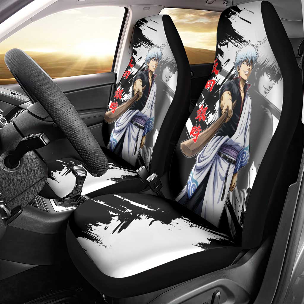 Gintoki Sakata Car Seat Cover Classic Samurai Brushstroke Style