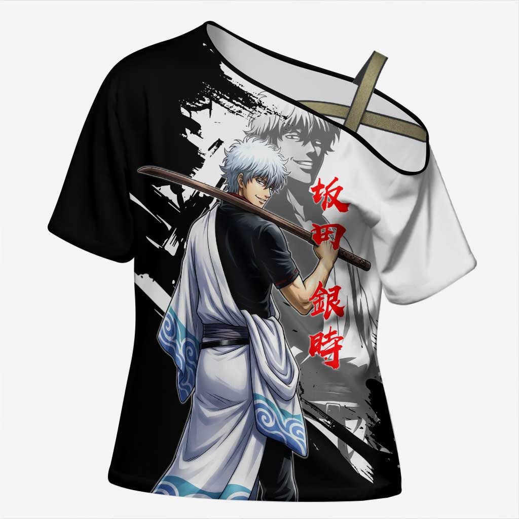 Gintoki Sakata Cross Shoulder Shirt Classic Samurai Brushstroke Style