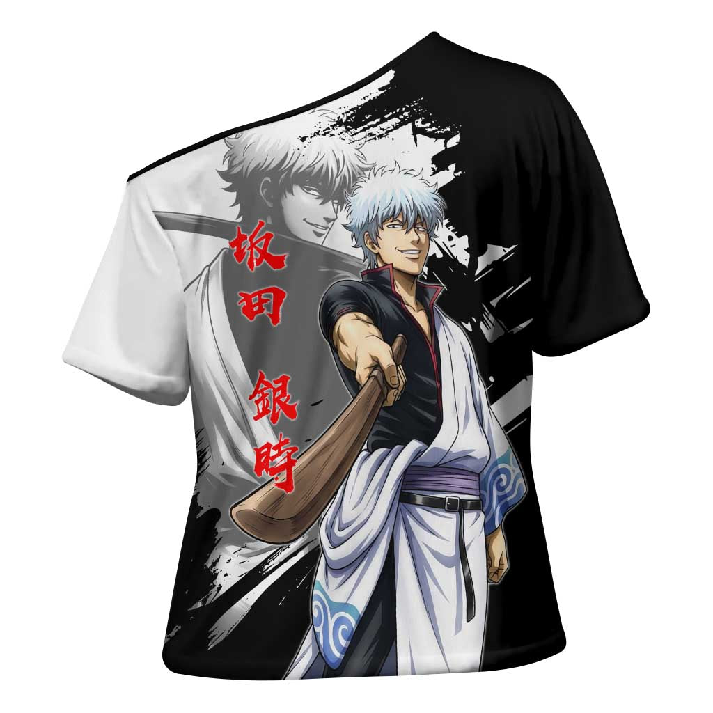 Gintoki Sakata Cross Shoulder Shirt Classic Samurai Brushstroke Style