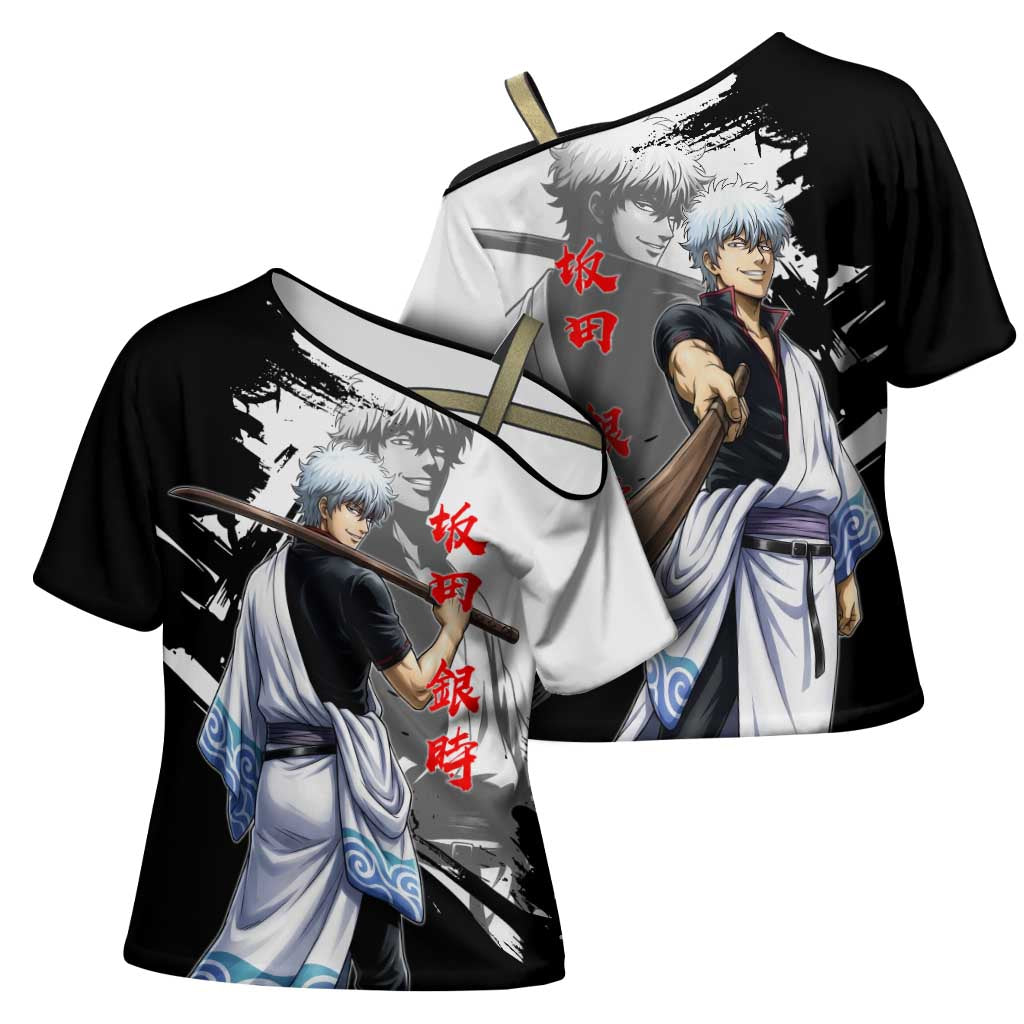 Gintoki Sakata Cross Shoulder Shirt Classic Samurai Brushstroke Style