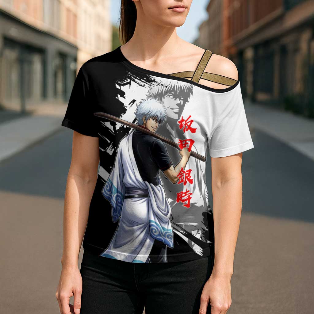 Gintoki Sakata Cross Shoulder Shirt Classic Samurai Brushstroke Style