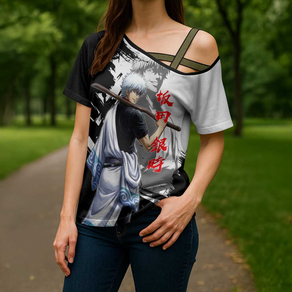Gintoki Sakata Cross Shoulder Shirt Classic Samurai Brushstroke Style