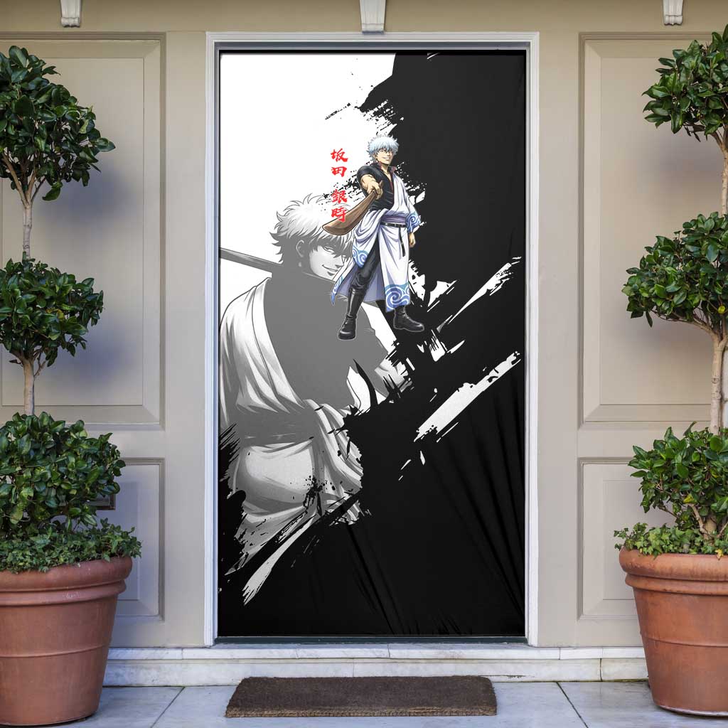 Gintoki Sakata Door Cover Classic Samurai Brushstroke Style