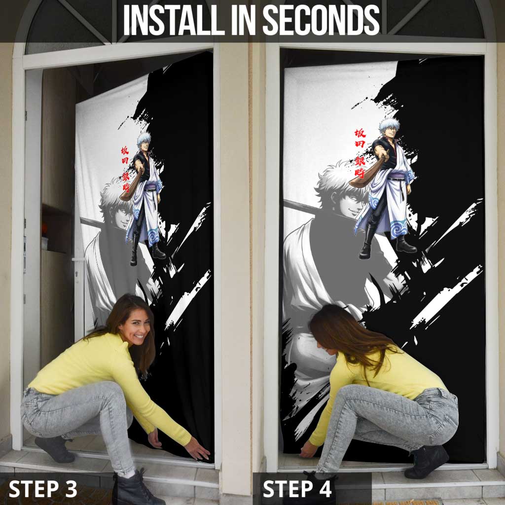 Gintoki Sakata Door Cover Classic Samurai Brushstroke Style