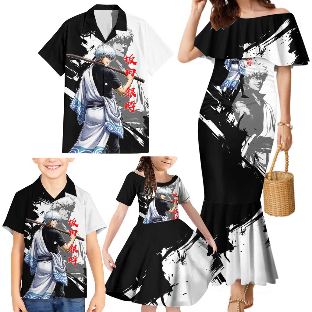 Gintoki Sakata Family Matching Mermaid Dress and Hawaiian Shirt Classic Samurai Brushstroke Style