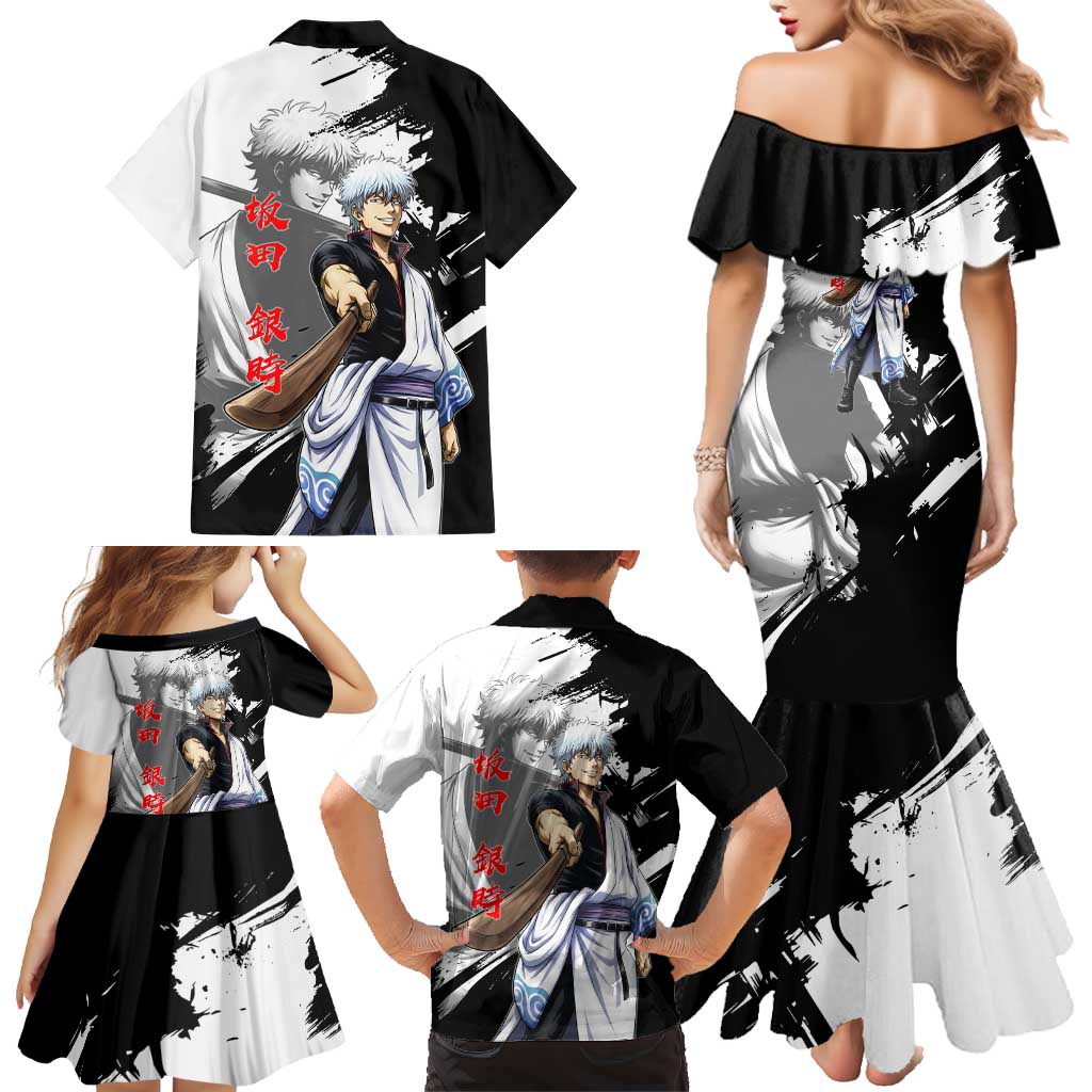 Gintoki Sakata Family Matching Mermaid Dress and Hawaiian Shirt Classic Samurai Brushstroke Style