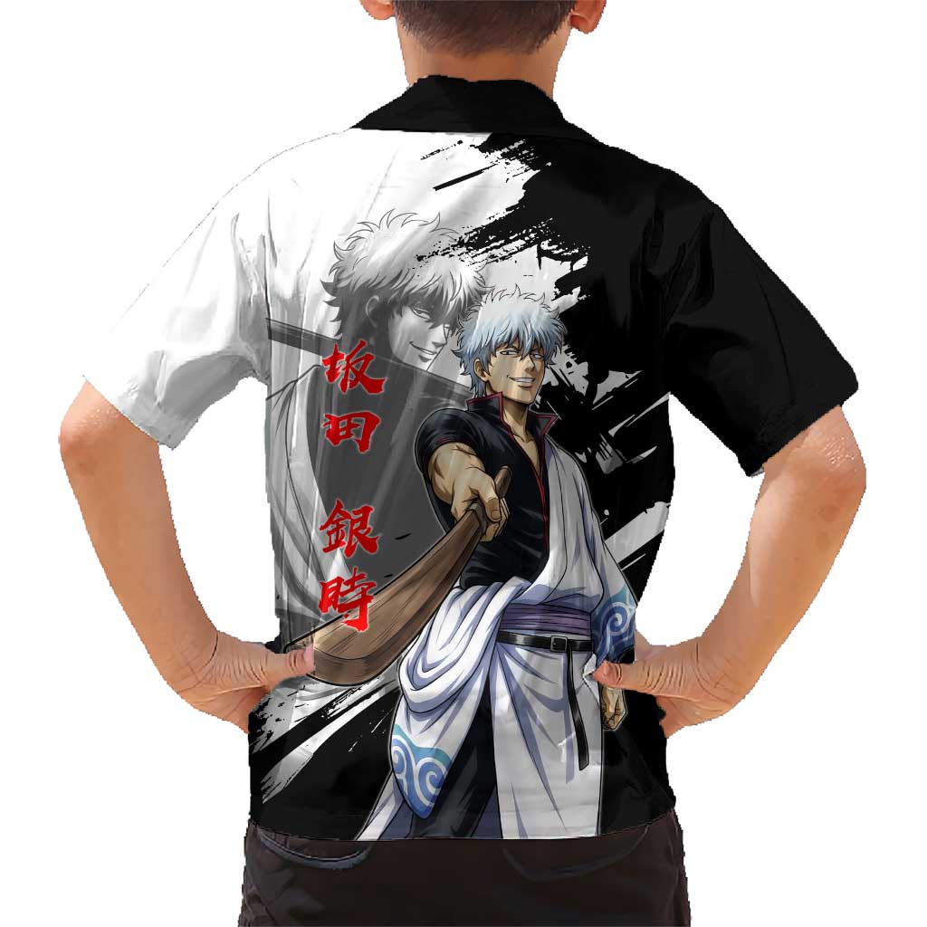 Gintoki Sakata Family Matching Off Shoulder Short Dress and Hawaiian Shirt Classic Samurai Brushstroke Style
