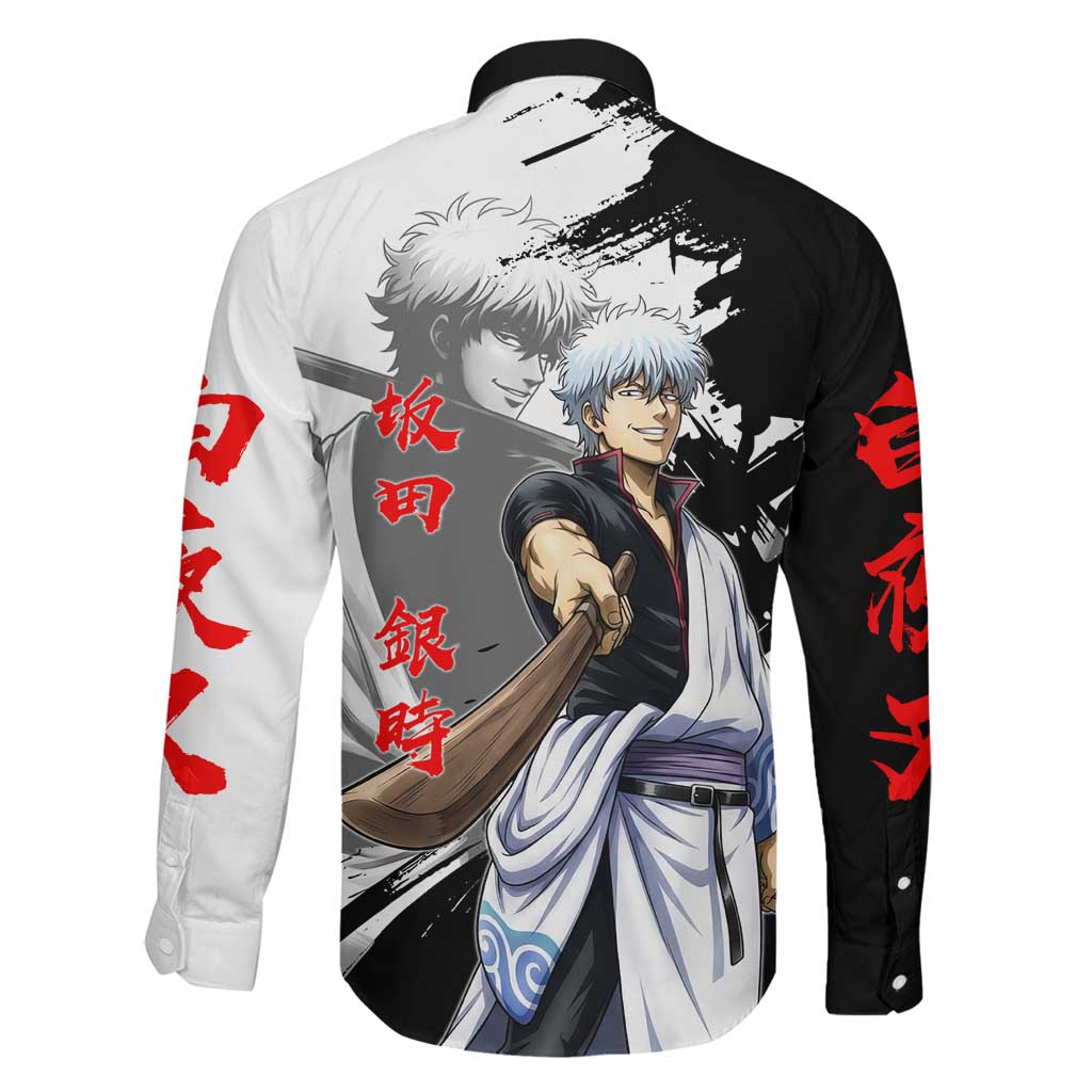 Gintoki Sakata Family Matching Off Shoulder Short Dress and Hawaiian Shirt Classic Samurai Brushstroke Style