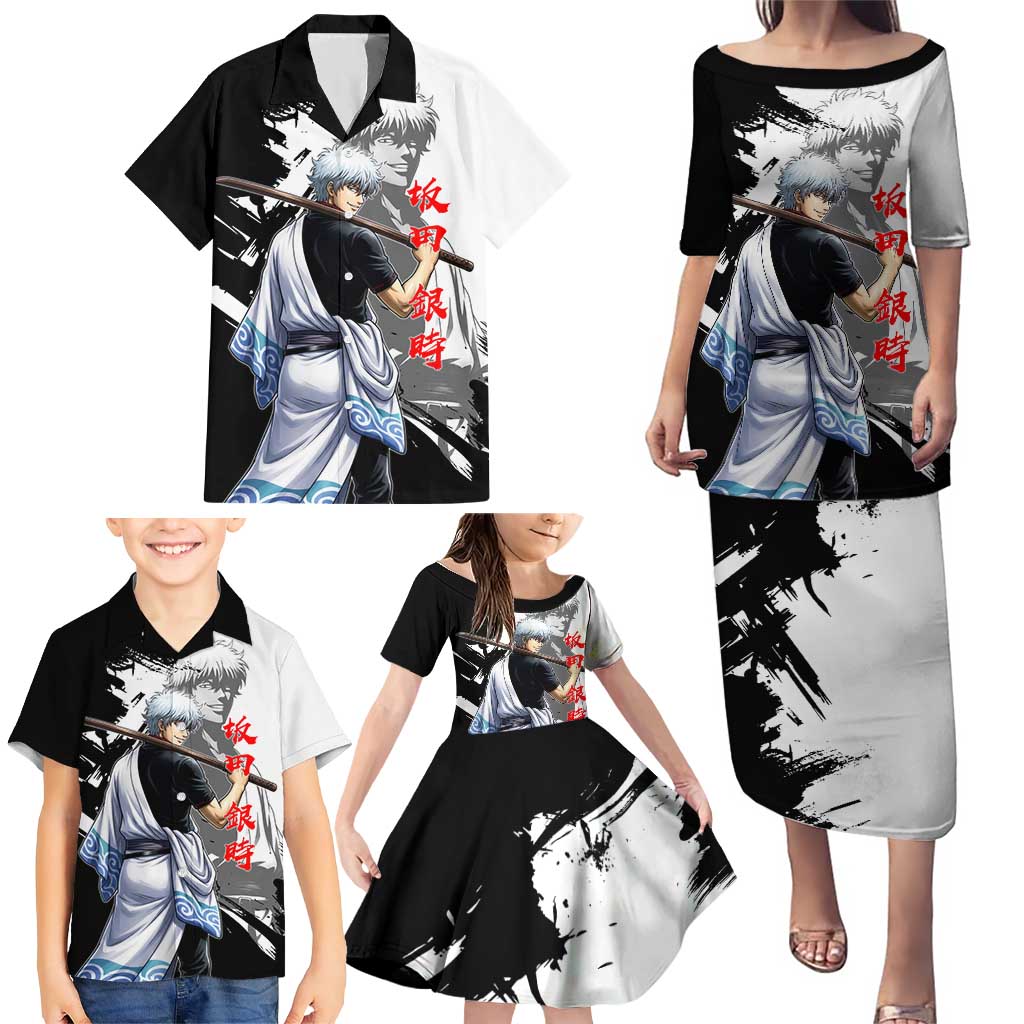Gintoki Sakata Family Matching Puletasi and Hawaiian Shirt Classic Samurai Brushstroke Style