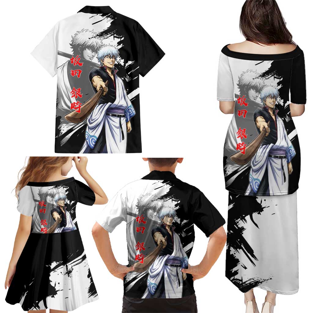 Gintoki Sakata Family Matching Puletasi and Hawaiian Shirt Classic Samurai Brushstroke Style