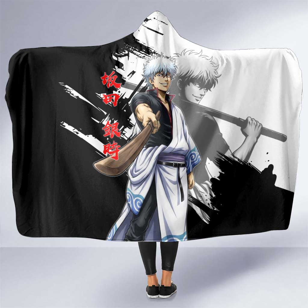 Gintoki Sakata Hooded Blanket Classic Samurai Brushstroke Style