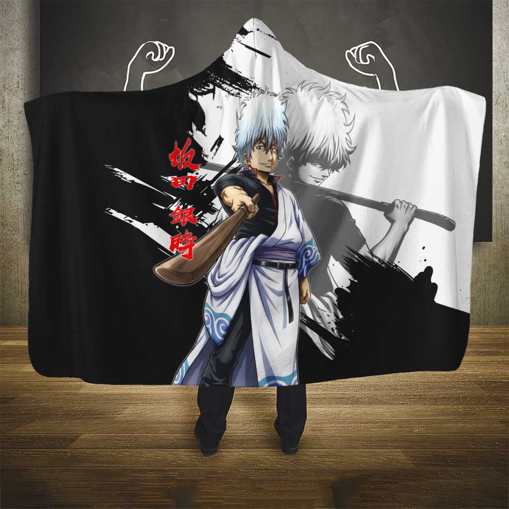 Gintoki Sakata Hooded Blanket Classic Samurai Brushstroke Style