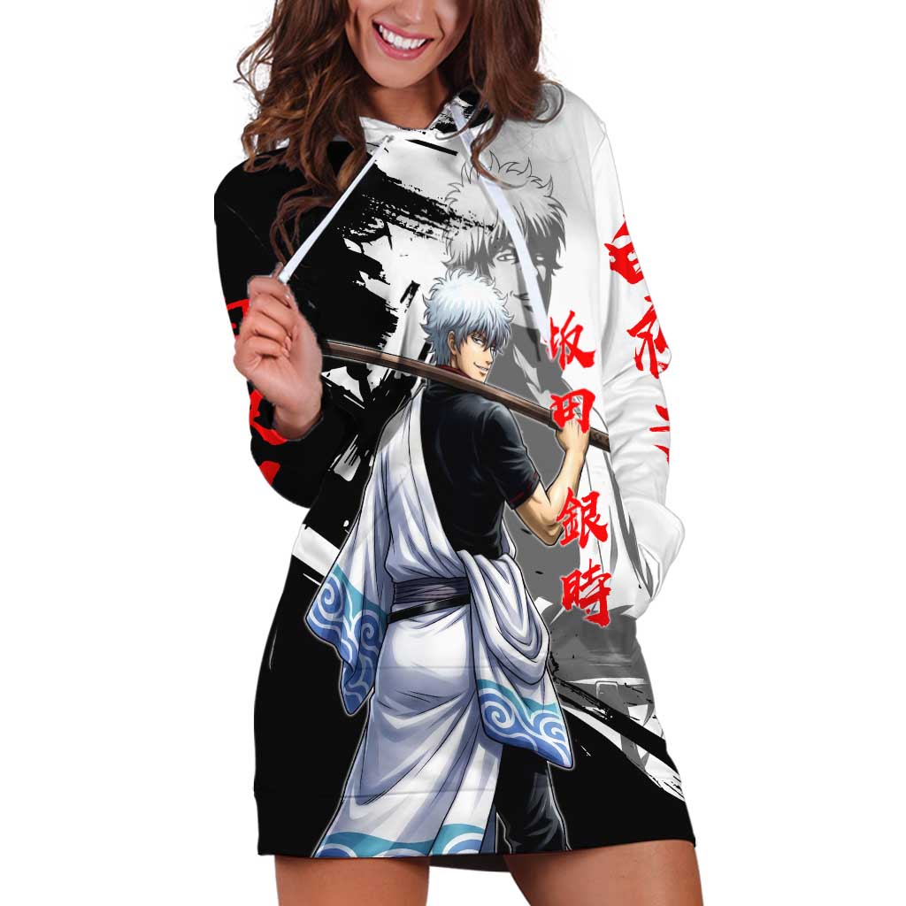 Gintoki Sakata Hoodie Dress Classic Samurai Brushstroke Style