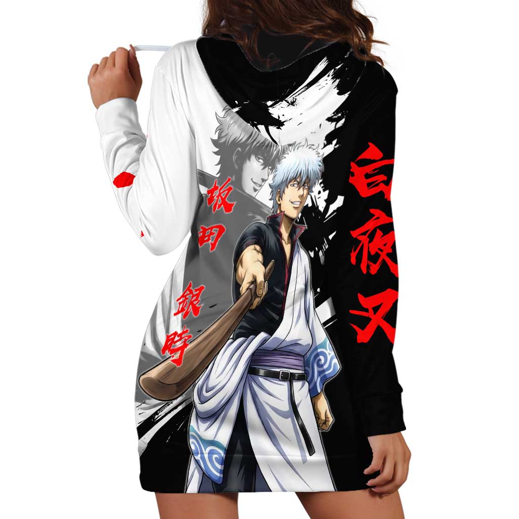 Gintoki Sakata Hoodie Dress Classic Samurai Brushstroke Style