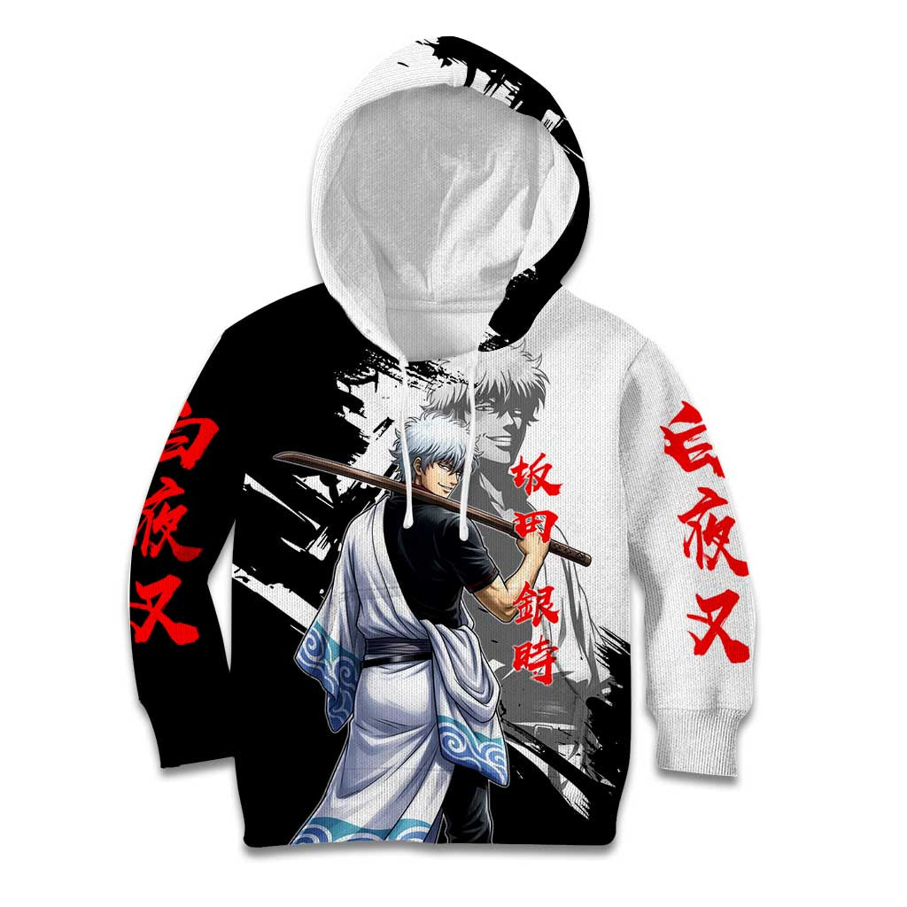 Gintoki Sakata Kid Hoodie Classic Samurai Brushstroke Style