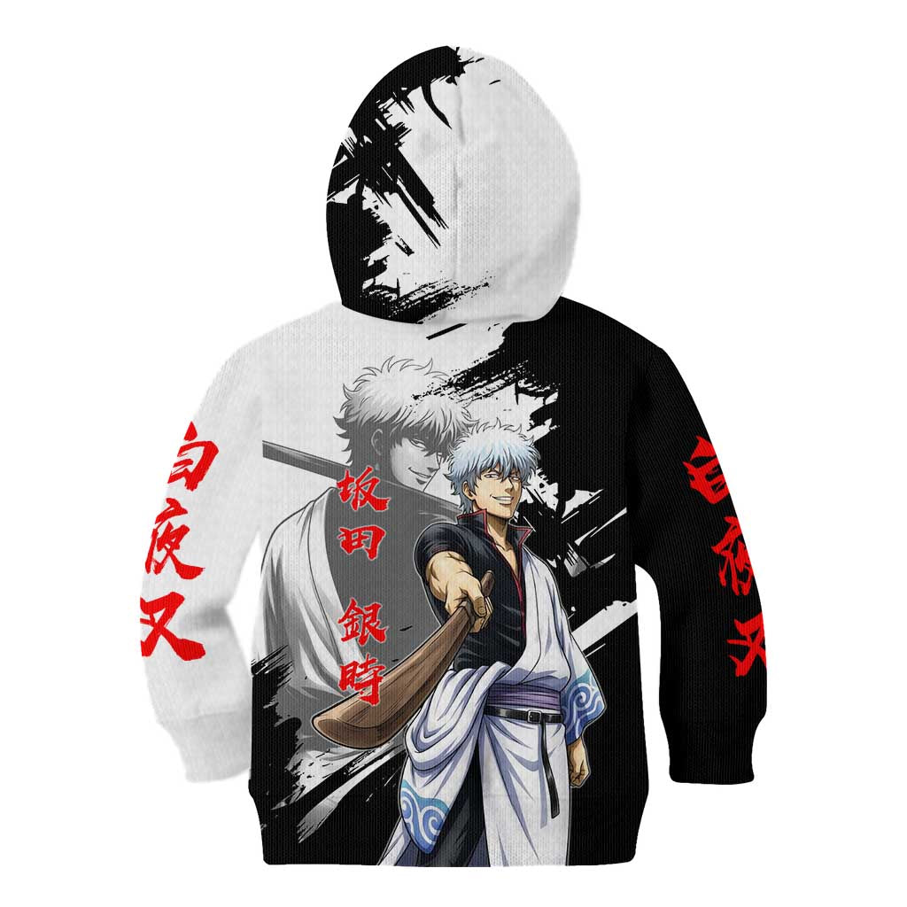 Gintoki Sakata Kid Hoodie Classic Samurai Brushstroke Style