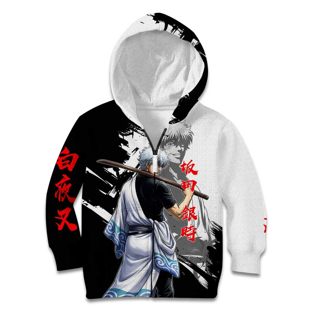 Gintoki Sakata Kid Hoodie Classic Samurai Brushstroke Style