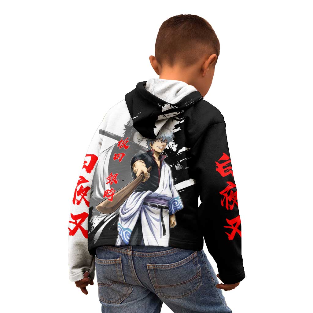 Gintoki Sakata Kid Hoodie Classic Samurai Brushstroke Style