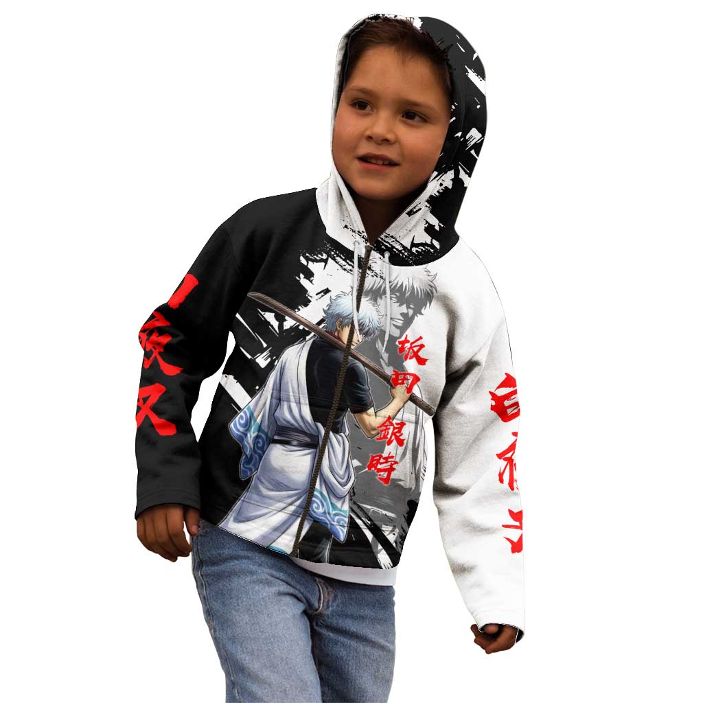 Gintoki Sakata Kid Hoodie Classic Samurai Brushstroke Style