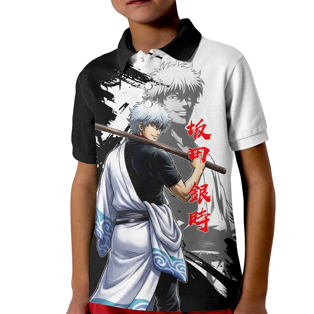 Gintoki Sakata Kid Polo Shirt Classic Samurai Brushstroke Style