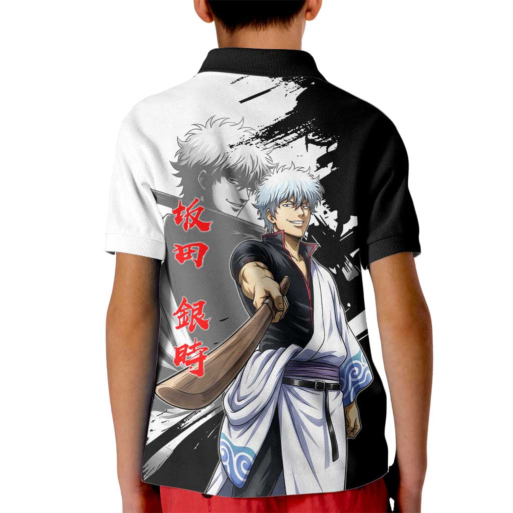 Gintoki Sakata Kid Polo Shirt Classic Samurai Brushstroke Style