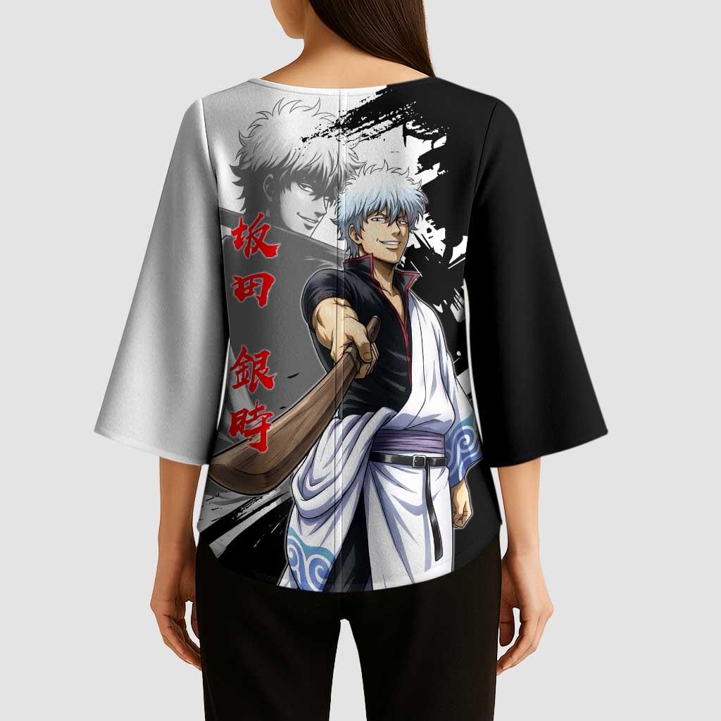 Gintoki Sakata Kimono Sleeve Blouse Classic Samurai Brushstroke Style