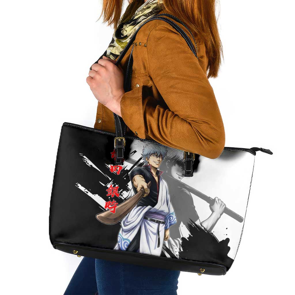 Gintoki Sakata Leather Tote Bag Classic Samurai Brushstroke Style
