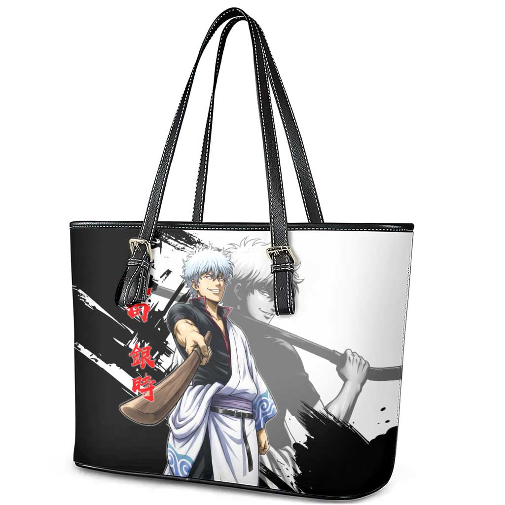 Gintoki Sakata Leather Tote Bag Classic Samurai Brushstroke Style