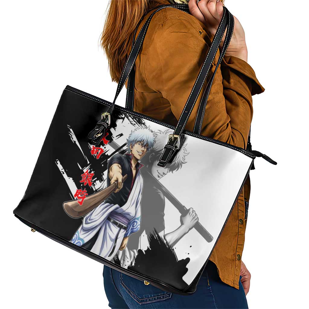 Gintoki Sakata Leather Tote Bag Classic Samurai Brushstroke Style
