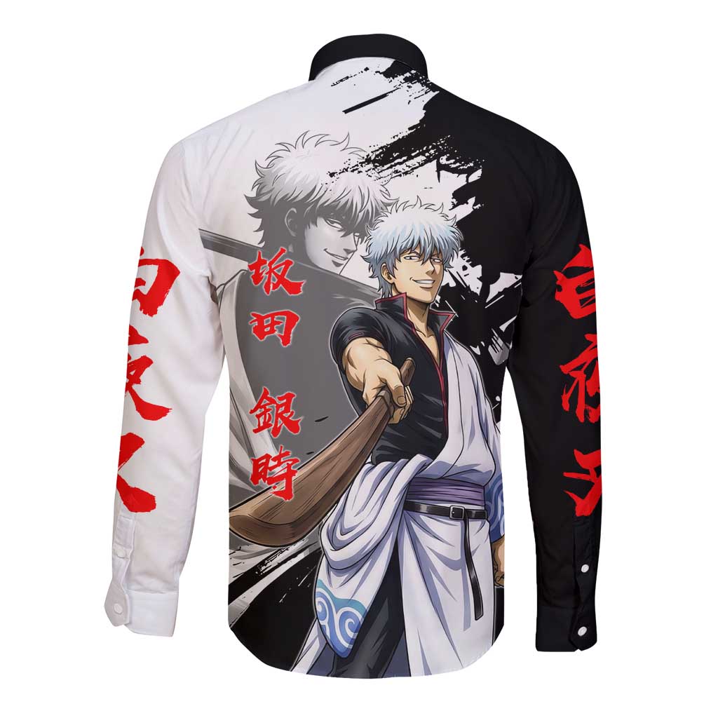 Gintoki Sakata Long Sleeve Button Shirt Classic Samurai Brushstroke Style