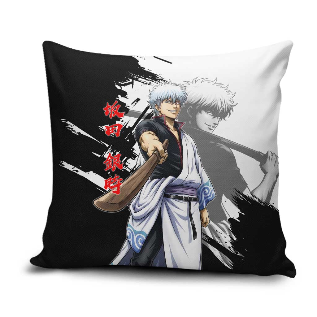 Gintoki Sakata Pillow Cover Classic Samurai Brushstroke Style