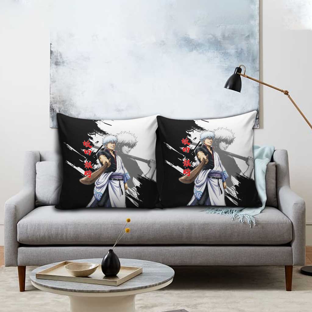 Gintoki Sakata Pillow Cover Classic Samurai Brushstroke Style