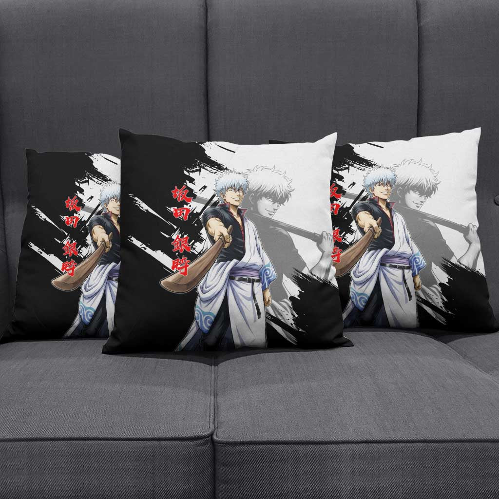 Gintoki Sakata Pillow Cover Classic Samurai Brushstroke Style