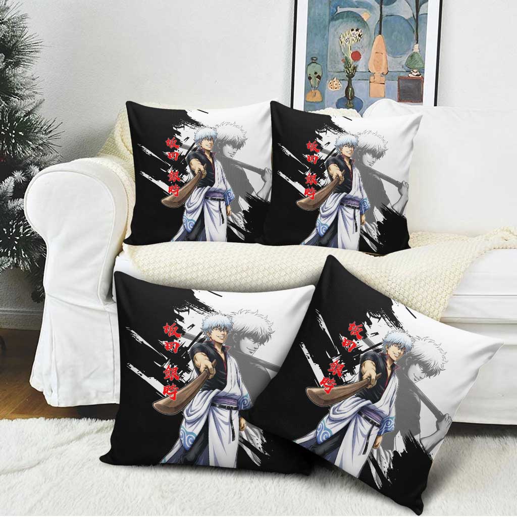 Gintoki Sakata Pillow Cover Classic Samurai Brushstroke Style