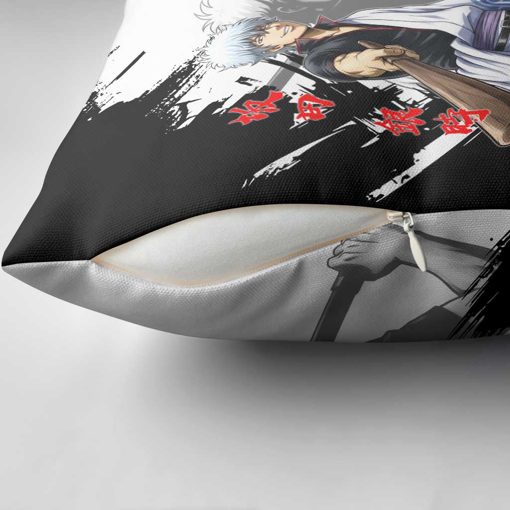 Gintoki Sakata Pillow Cover Classic Samurai Brushstroke Style