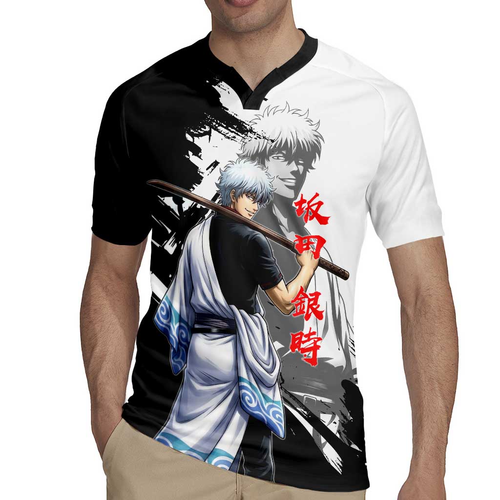 Gintoki Sakata Rugby Jersey Classic Samurai Brushstroke Style