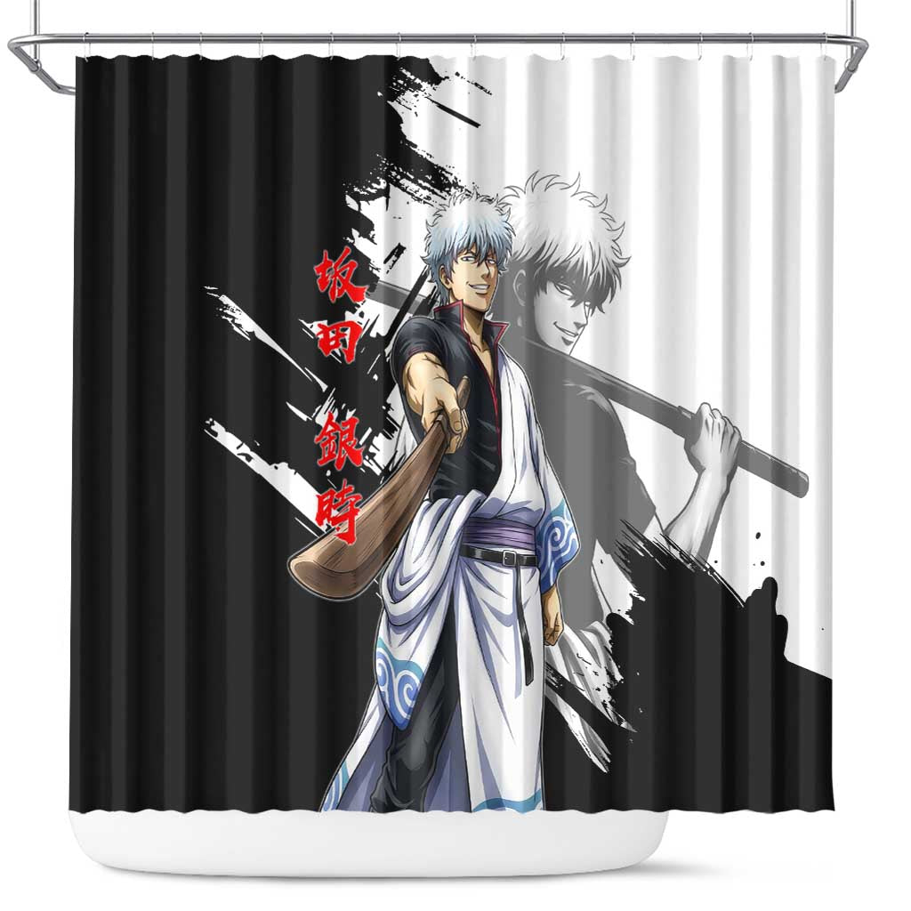 Gintoki Sakata Shower Curtain Classic Samurai Brushstroke Style