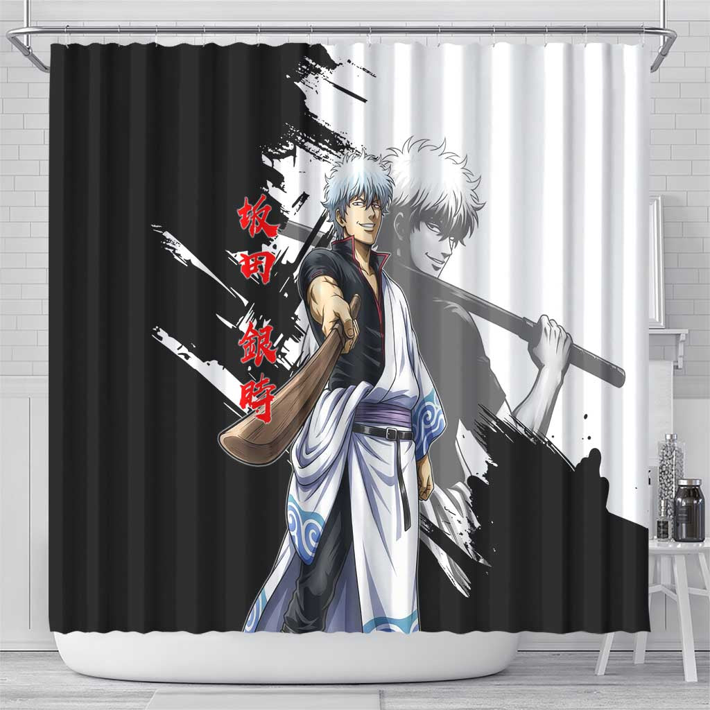 Gintoki Sakata Shower Curtain Classic Samurai Brushstroke Style