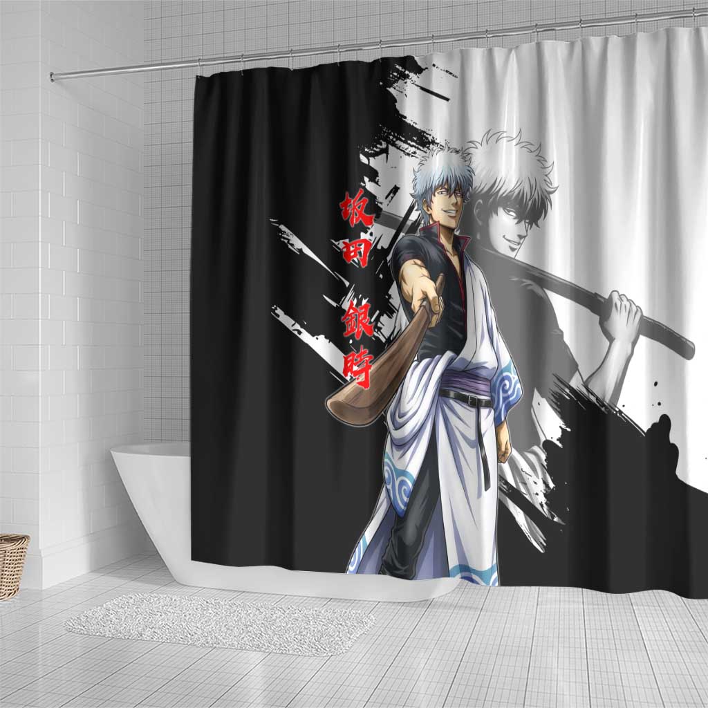 Gintoki Sakata Shower Curtain Classic Samurai Brushstroke Style