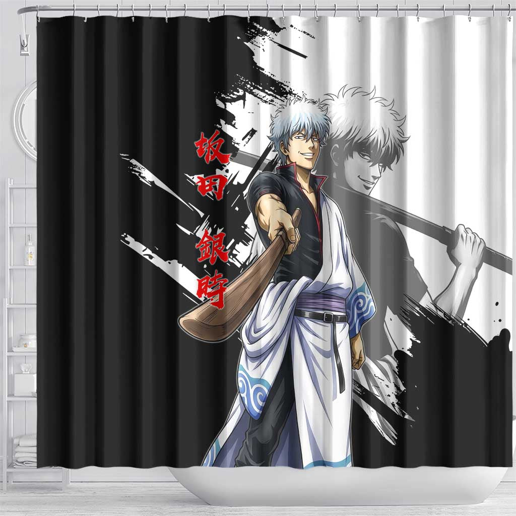 Gintoki Sakata Shower Curtain Classic Samurai Brushstroke Style