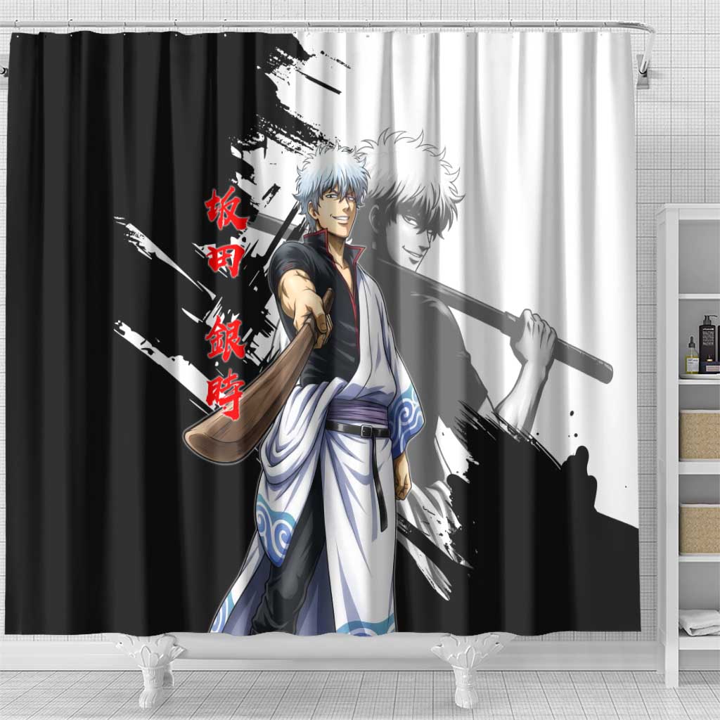 Gintoki Sakata Shower Curtain Classic Samurai Brushstroke Style