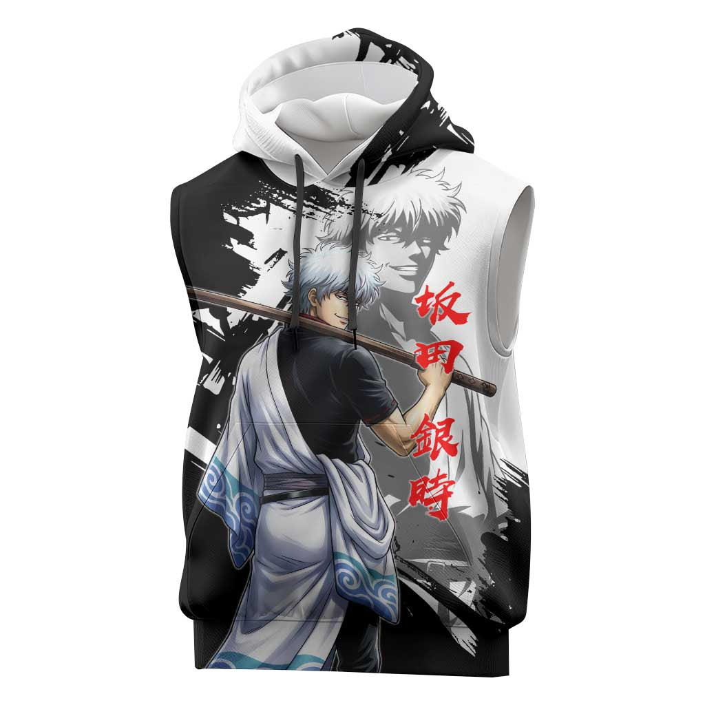 Gintoki Sakata Sleeveless Hoodie Classic Samurai Brushstroke Style