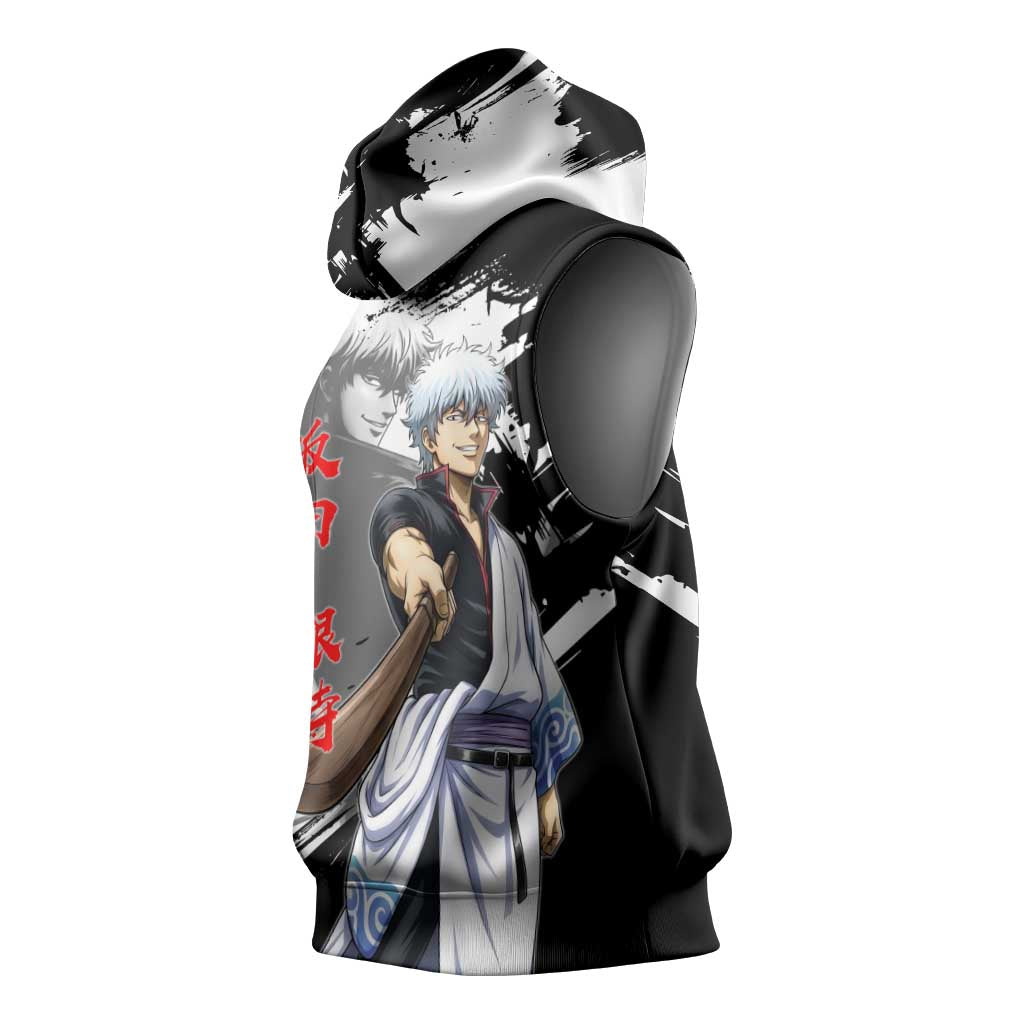Gintoki Sakata Sleeveless Hoodie Classic Samurai Brushstroke Style