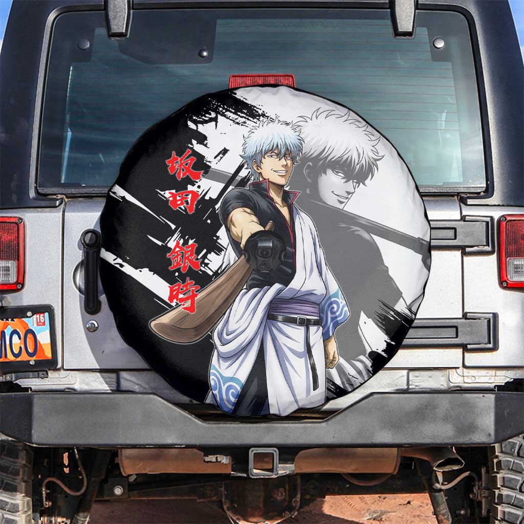 Gintoki Sakata Spare Tire Cover Classic Samurai Brushstroke Style