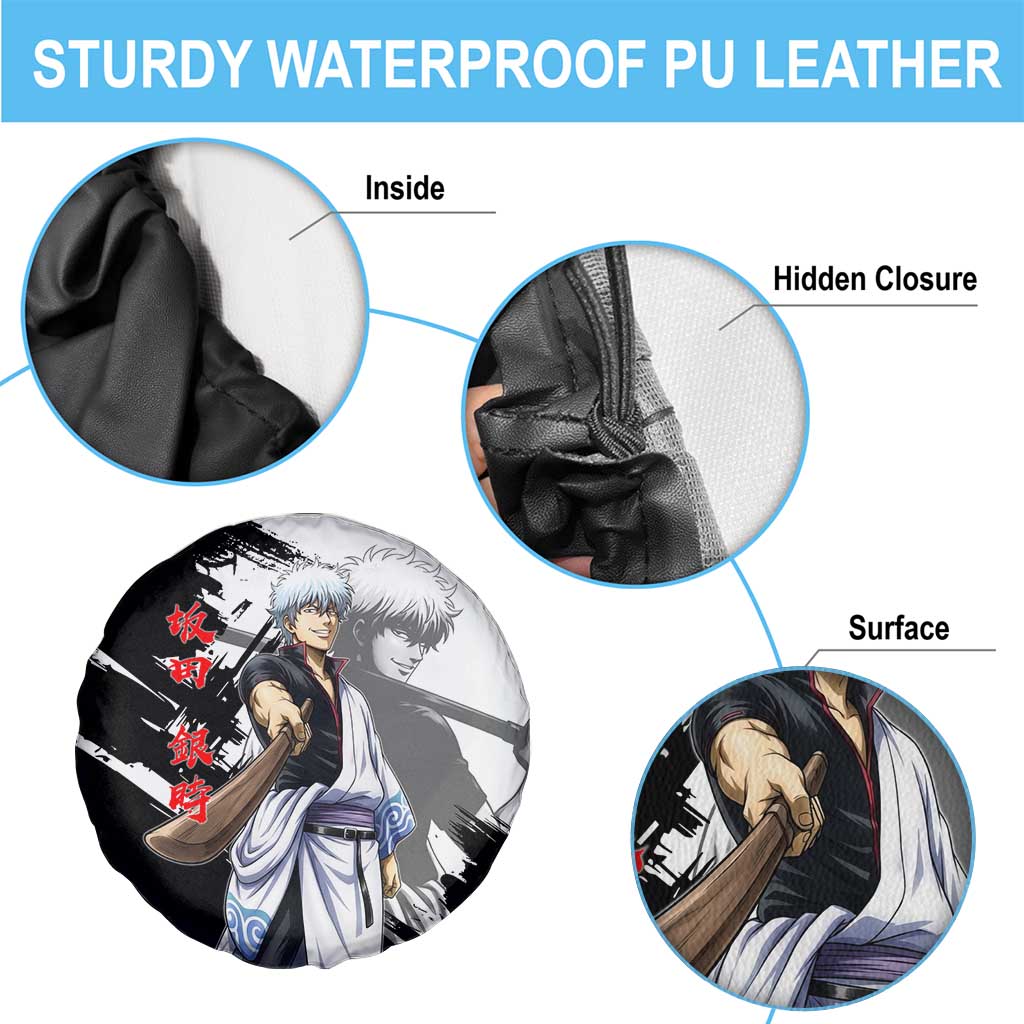 Gintoki Sakata Spare Tire Cover Classic Samurai Brushstroke Style